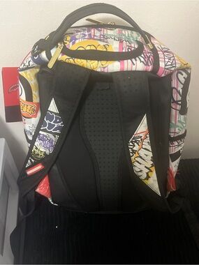 Sprayground Multicolor Graffiti Kids Backpack - Black, White, Yellow, Pink, Blue